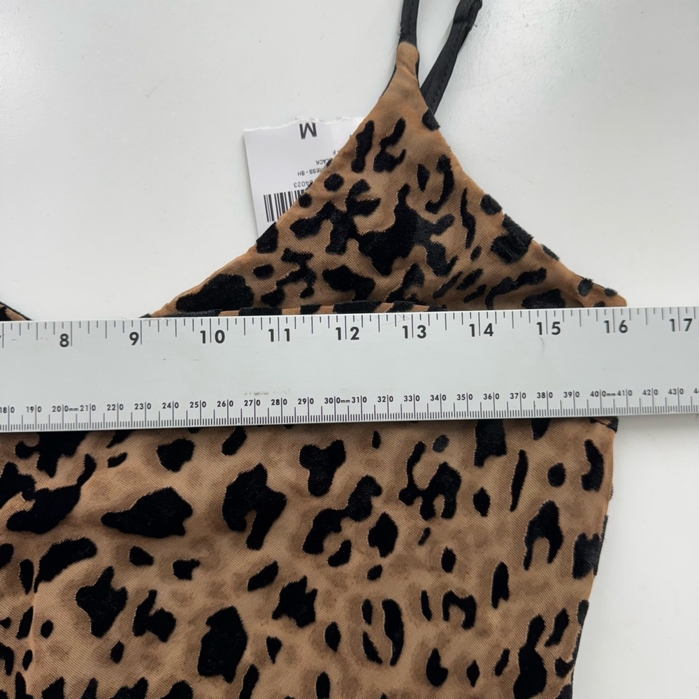 Leopard Print Mini Slip Dress M Brown Spaghetti Bodycon Club Party Coquette NWT - Picture 5 of 10